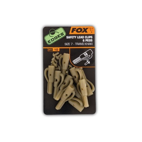Fox edges size 7 lead clip + pegs trans khaki bezpieczy klips