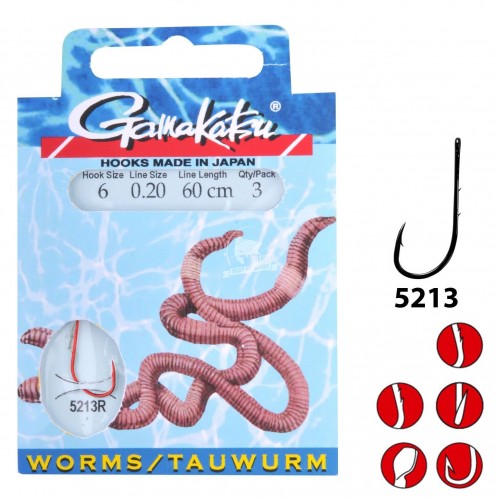 Gamakatsu booklet worm 5213r braid rozm. 4-0.20mm 60cm gotowy przypon z haczykiem