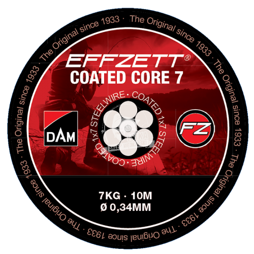 Effzett coated core7 steeltrace black 20kg / 10m materiał przyponowy