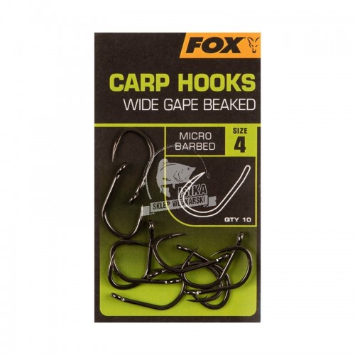Fox carp hooks - wide gape - size 4 10szt haki karpiowe