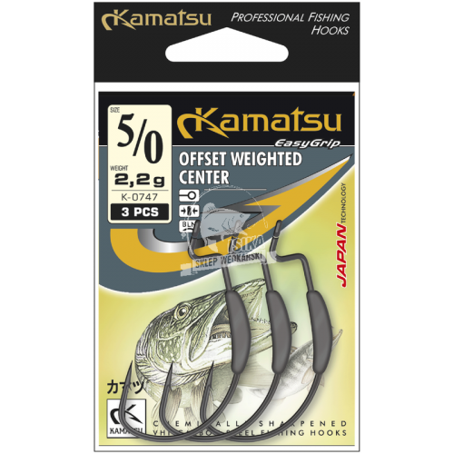 Kamatsu haczyk offset weighted center k-0747 2/0blno 0,8g 1op.3 szt