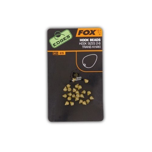 Fox edges hook bead x 25pcs size 2-6 trans khaki stoper na haczyk