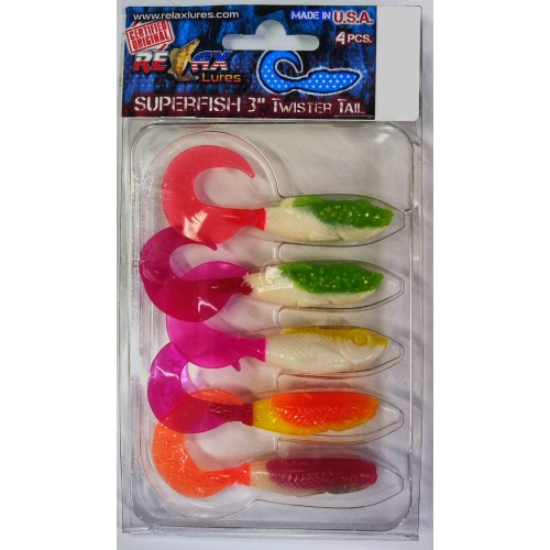 Relax superfish twister tail 3" kolor mix1 opak 5 szt sztuczna przynęta gumowa