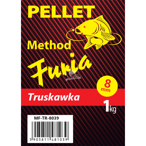 Method furia truskawka 8mm kolor: czerwony opak: 1kg pellet zanętowy