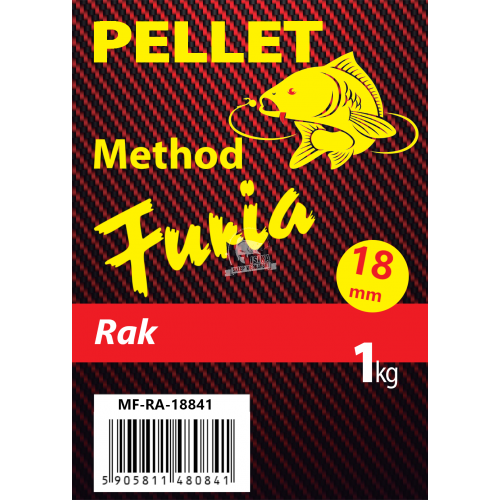 Method furia rak 18mm kolor: czerwony opak: 1kg pellet zanętowy