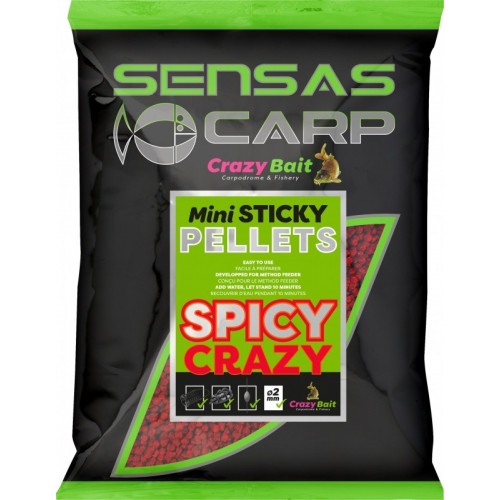 Sensas mini sticky pellets spicy crazy 2mm opak 700g pellet zanętowy