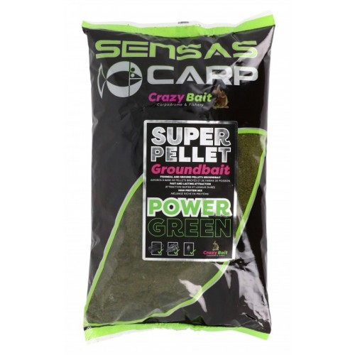 Sensas super pellet groundbait power green opak 1kg zanęta feederowa